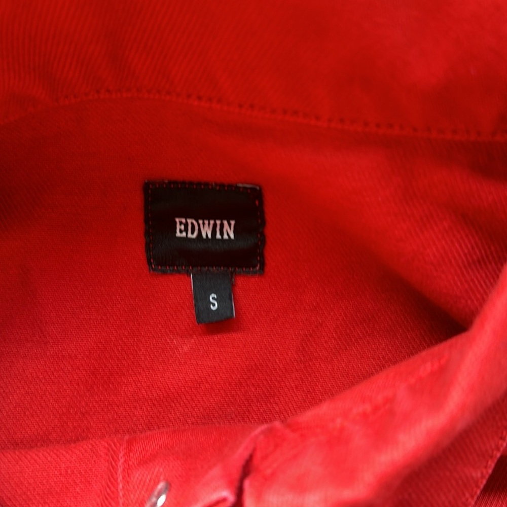 EDWIN Anthropologie Women's SIA Denim Jacket Scarlet 80s Cropped Colorful NWT - Picture 2 of 4